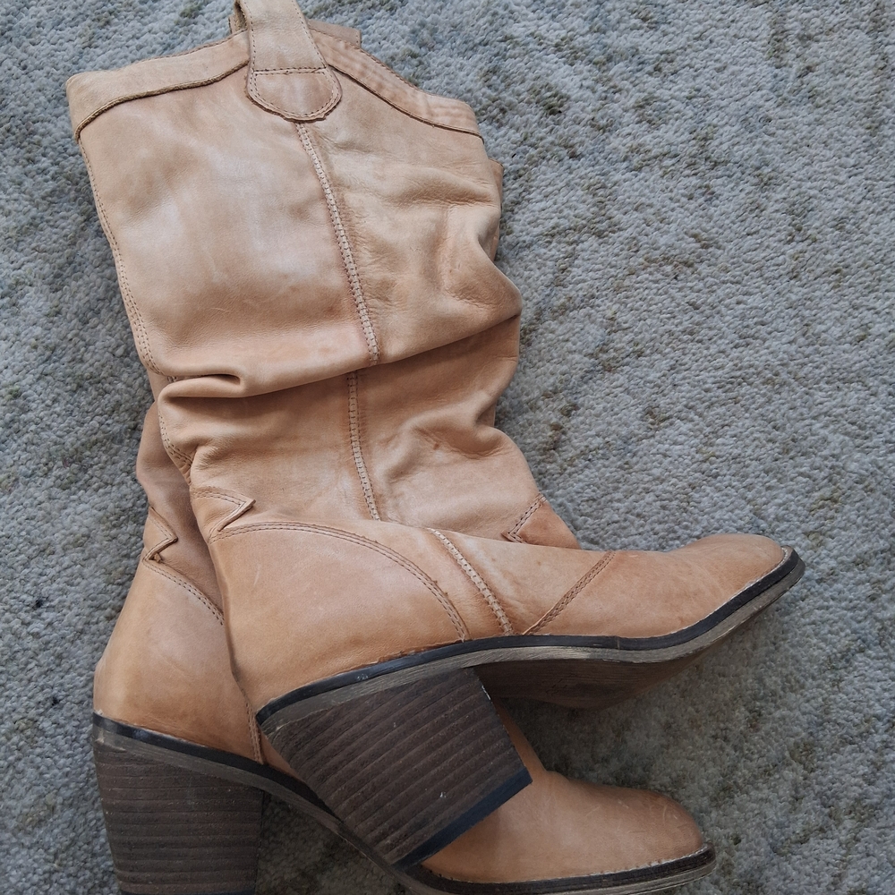 Aldo Tan Heeled Boots with Western Flair